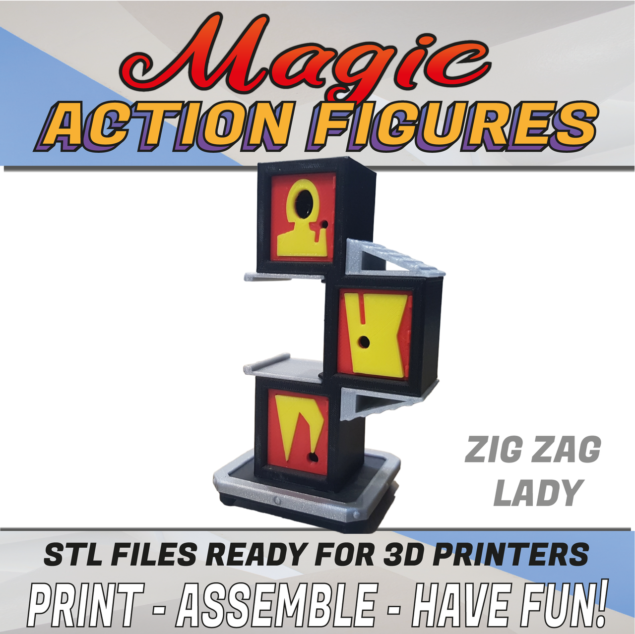 Zig Zag Illusion 3D Printable Action figure CREATIVITY LAB (Instant Download) - Click Image to Close